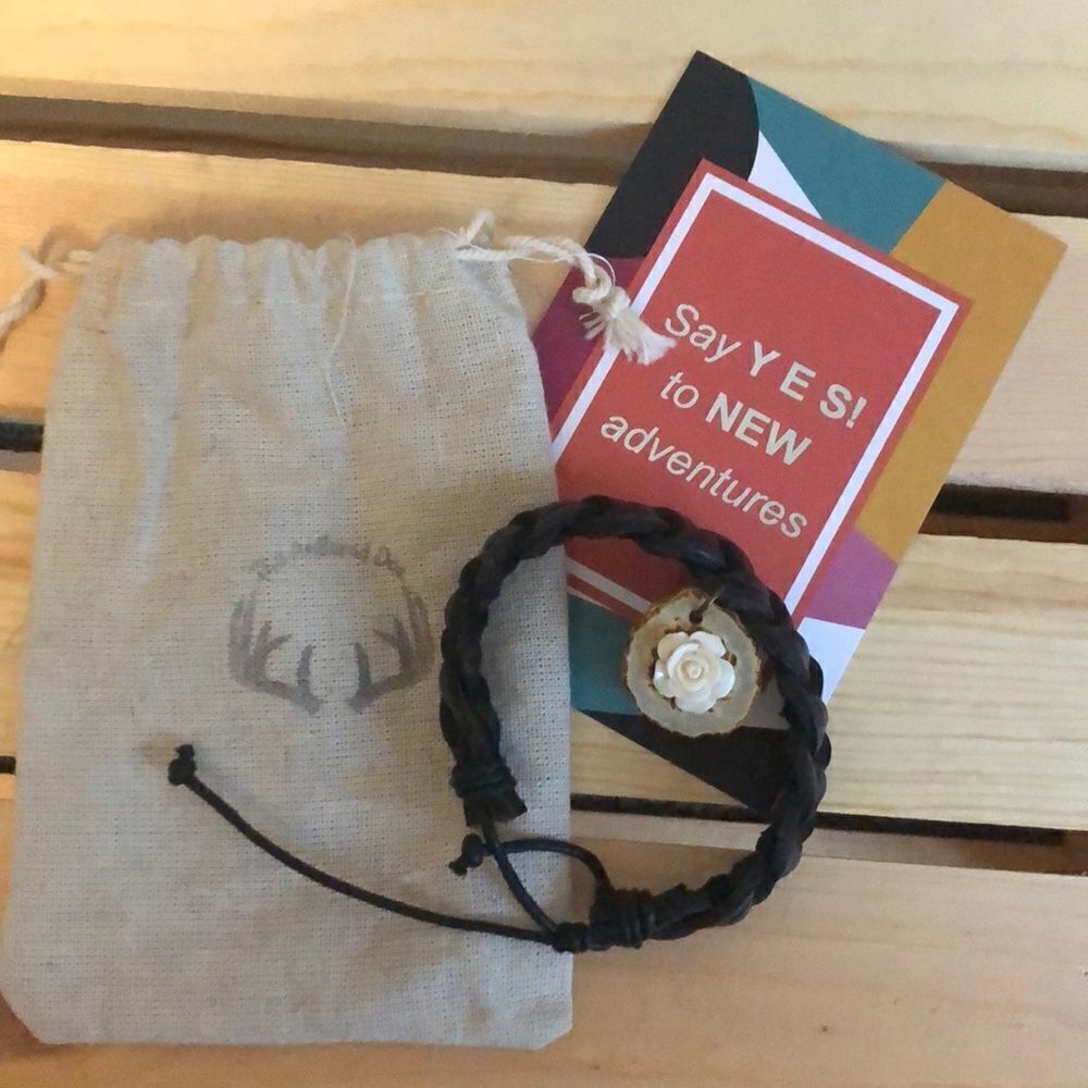 NIB Leather Bracelet with Deer Antler Charm